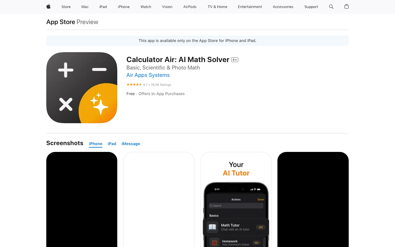 Calculator Air - Math Solver - 你的 AI 数学辅导员！解决任何数学问题 数学 数学辅助 人工智能