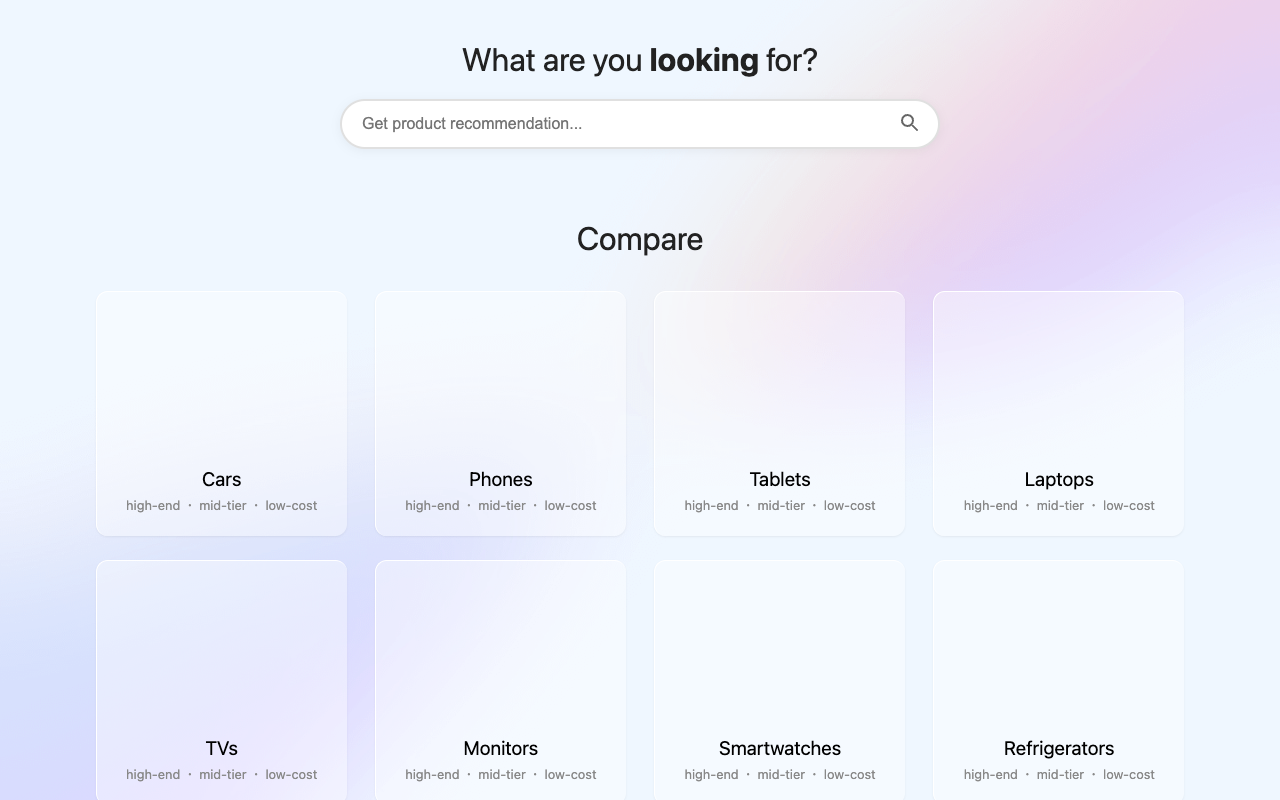 AI Discovery Shopping - 发现产品模型并轻松比较 人工智能 比较工具