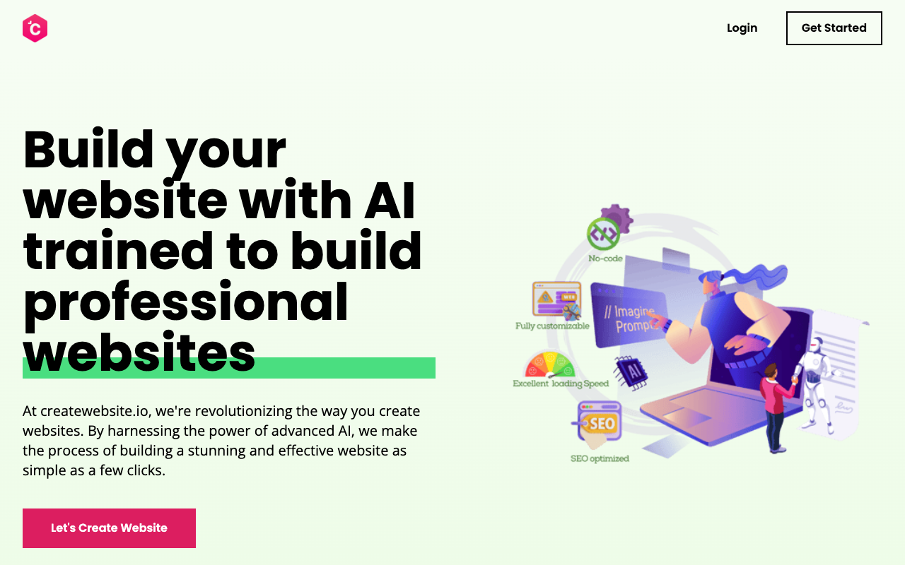 createwebsite.io - 利用人工智能和工程师打造的最佳网站构建工具