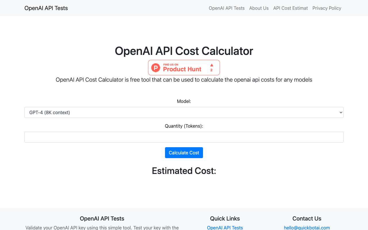 OpenAI API Cost Calculator - 免费计算 API 成本的工具
