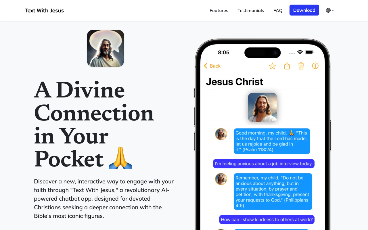 Text With Jesus - 基于人工智能的与圣经人物对话应用
