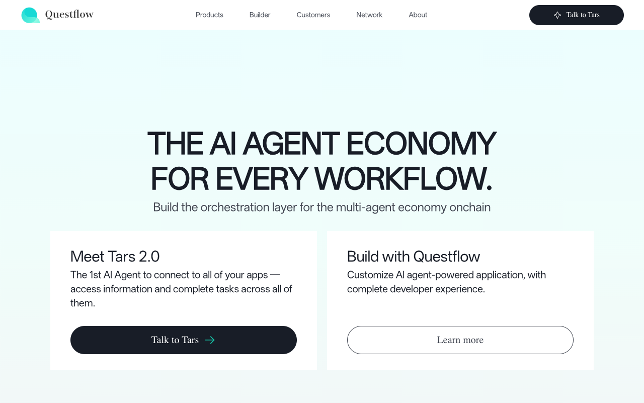 Questflow - 无代码构建 AI 代理 - 在工作流自动化中查找、构建和使用 AI 代理