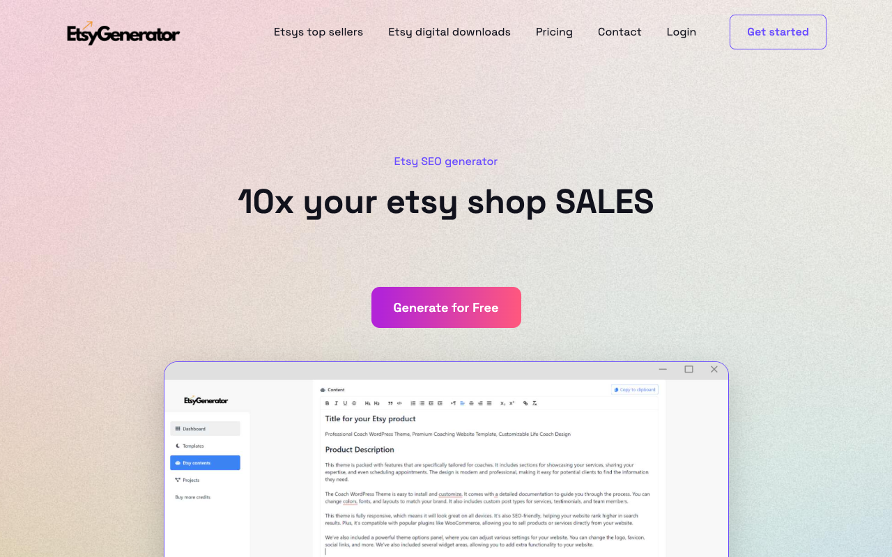 EtsyGenerator - 用于 Etsy 商店列表的 AI 超能力