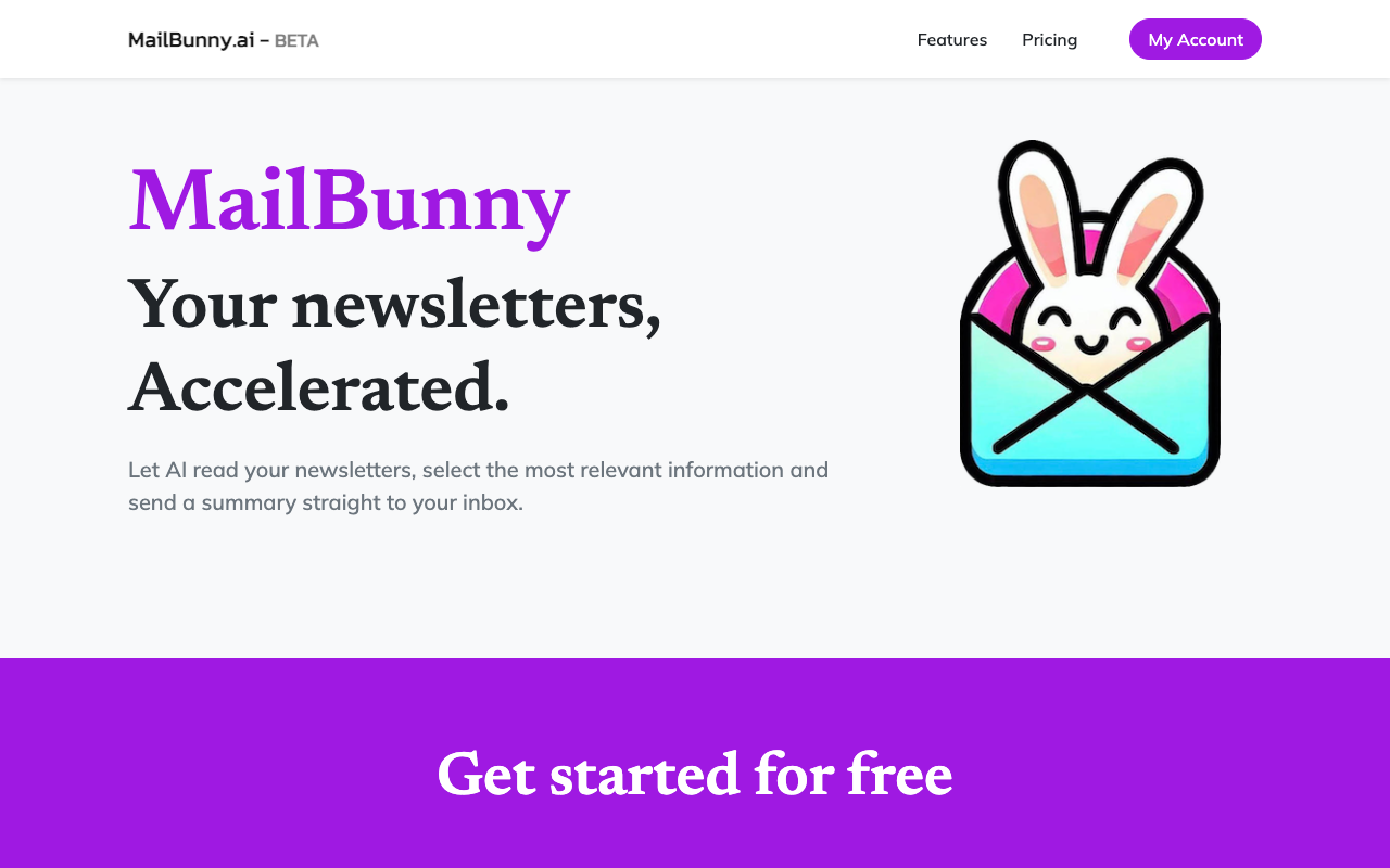 MailBunny.ai - 基于邮件的人工智能助手，协作、摘要等 人工智能 邮件助手 协作工具