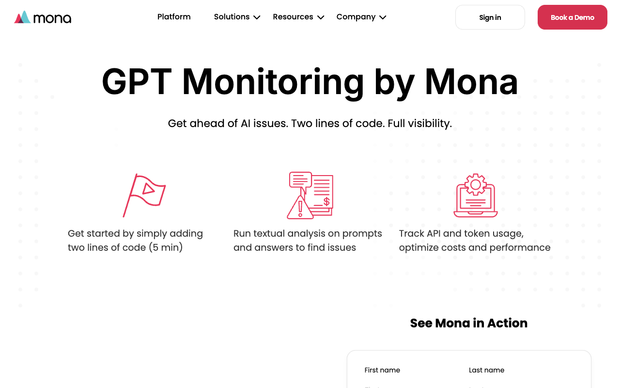 GPT 监测 by Mona - 面向基于 GPT 的产品的综合监测解决方案
