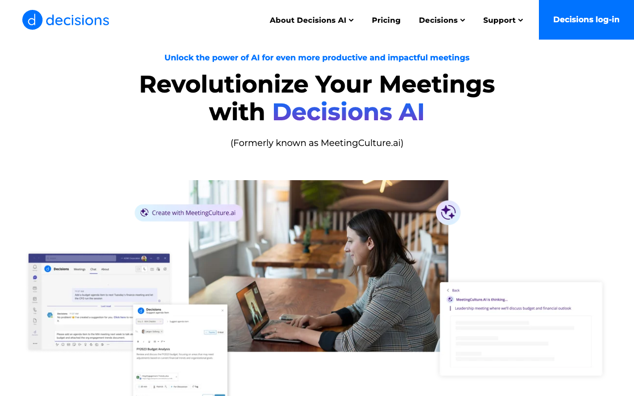 MeetingCulture.ai 通过 Decisions - 企业级会议人工智能 人工智能 会议