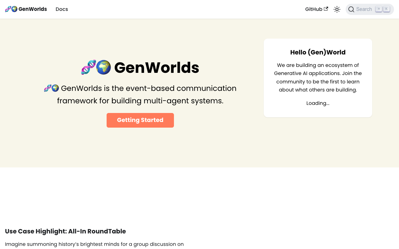 GenWorlds - 多智能体协作人工智能框架