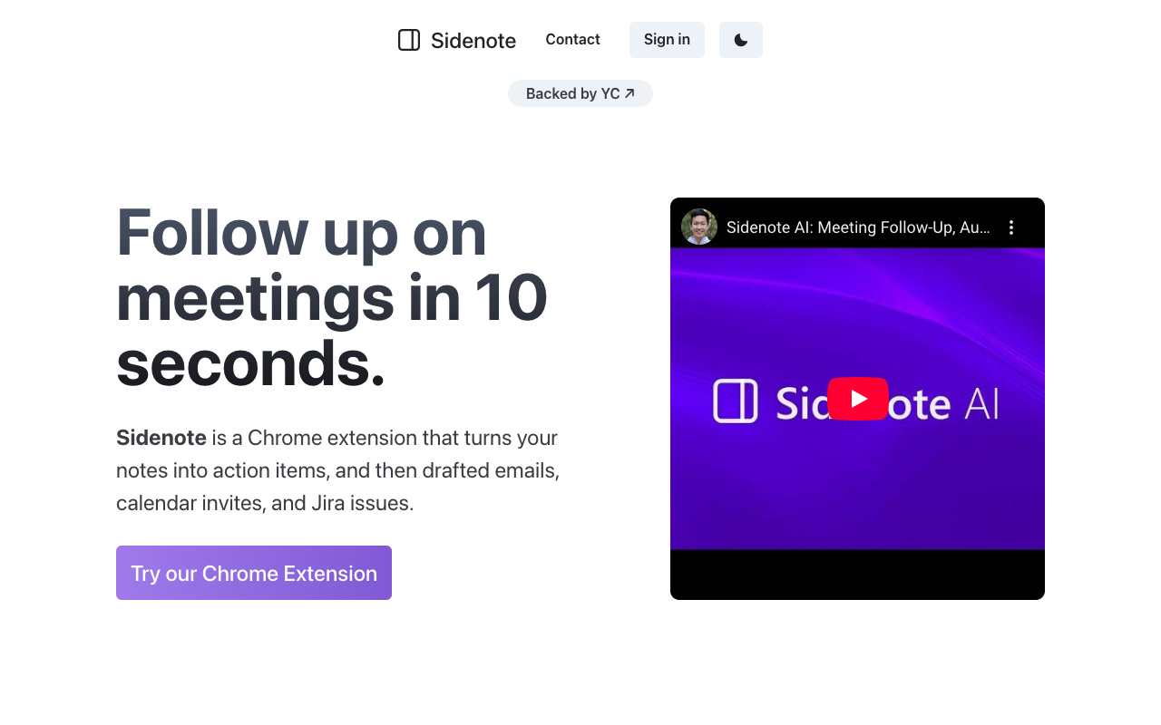 Sidenote AI - 会议后续的人工智能副手