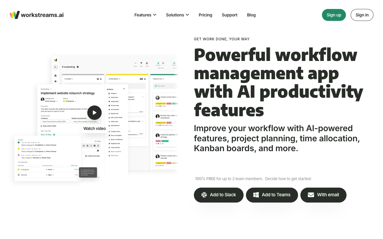 workstreams.ai - 一个直观的工作流管理应用