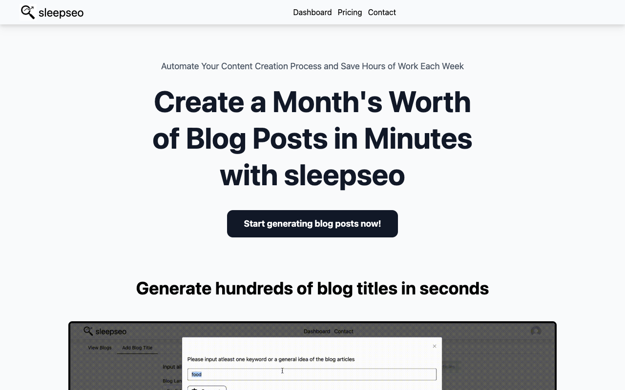 SleepSeo - 用几分钟创建一个月的博客文章