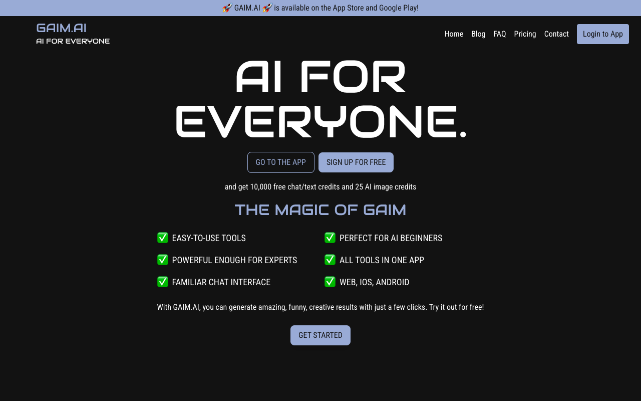 GAIM.AI 桌面应用 - 图像、内容、营销和纯魔法的一体化 AI 应用