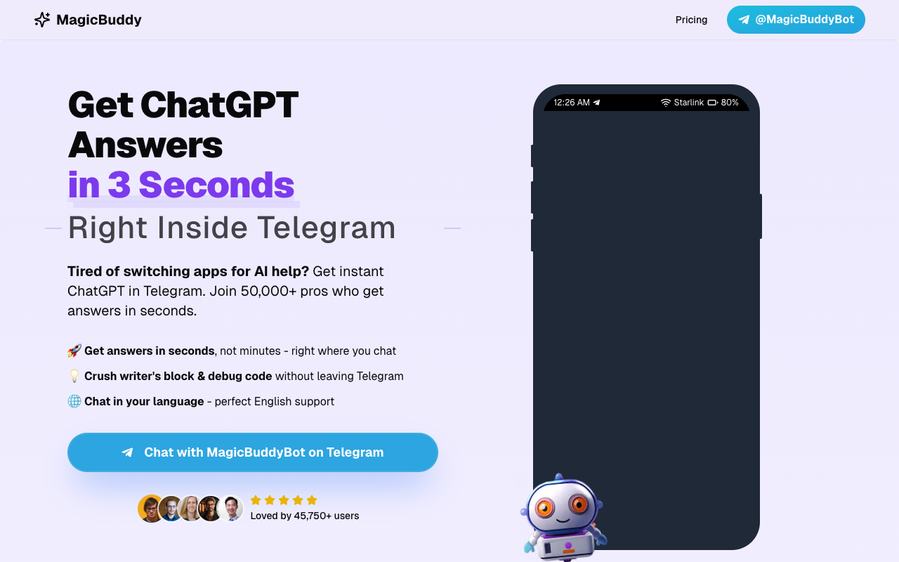 MagicBuddy - ChatGPT 电报机器人 - 在电报上与 MagicBuddy 聊天，您的 ChatGPT 助手 人工智能 电报机器人