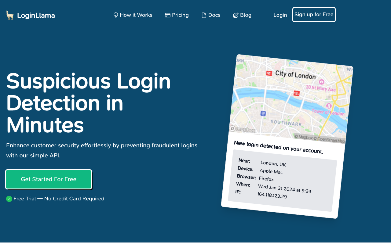 LoginLlama - 利用人工智能保护您的应用免受可疑登录