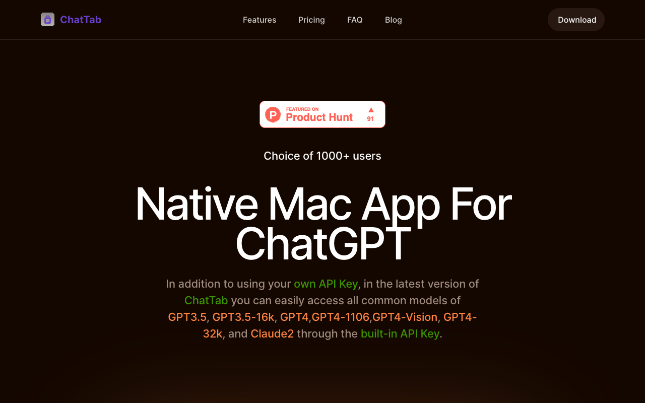 ChatTab - 极简主义者的 ChatGPT Mac 应用