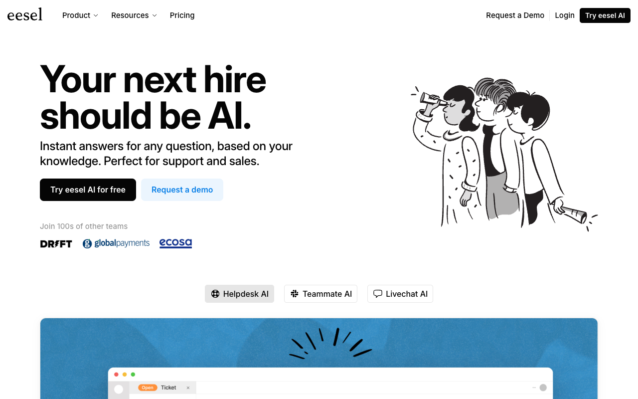 eesel AI - 在 Slack、Notion、Google Docs 等平台上的 ChatGPT 人工智能 文档处理