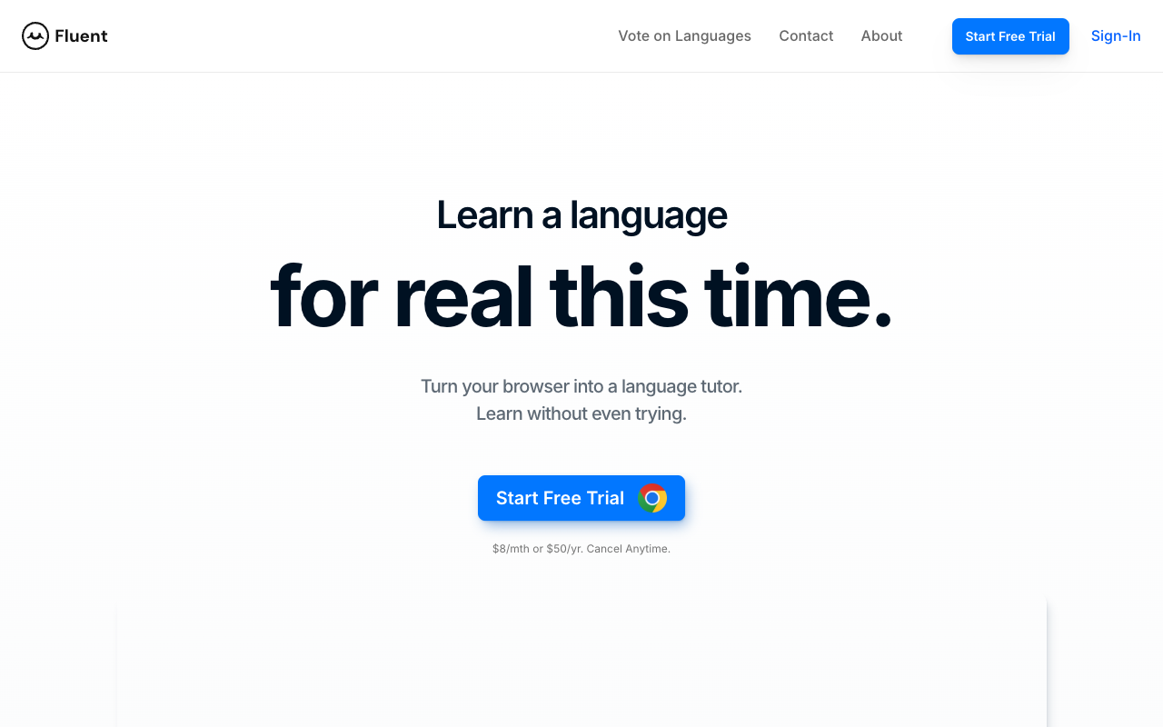Fluent 2.0 - 在浏览器中的 AI 语言导师 人工智能 语言学习 AI 导师