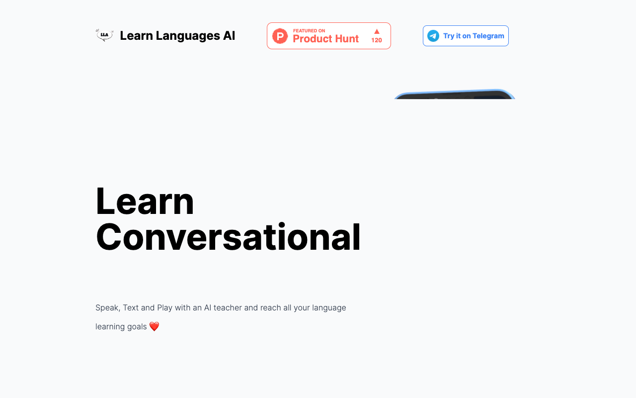 Learn Languages AI - 悬停在我们的标志上，查看您可以学习的语言 人工智能 语言学习
