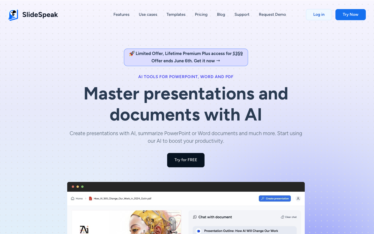 SlideSpeak - 使用 AI 概括 PPT 或提问 人工智能 PPT 概括 提问