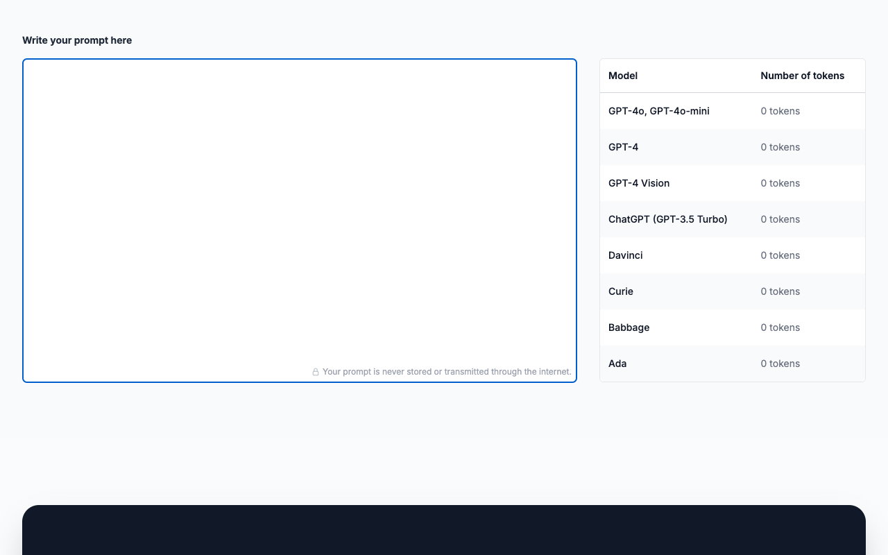 Prompt Token Counter - 免费在线 OpenAI 指令标记计数工具