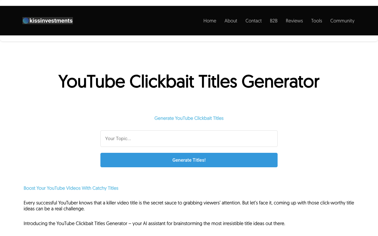YouTube 标题 AI 助手 - 用人工智能生成 YouTube 吸引眼球的标题 人工智能 视频创作