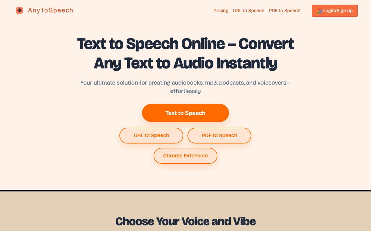 AnyToSpeech - 轻松转换文本、链接或 PDF 为语音