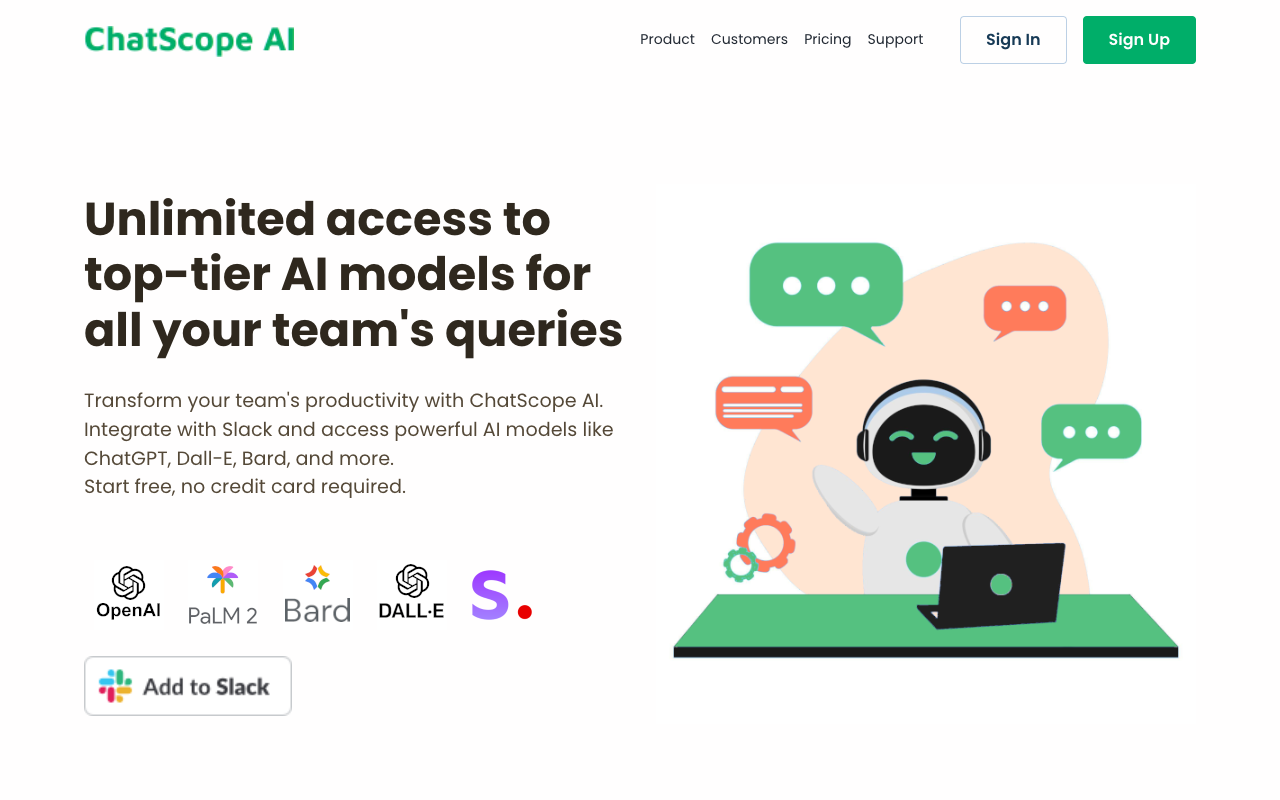 ChatScopeAI - Slack 上的 AI 助手（ChatGPT、Bard、Dall-E）