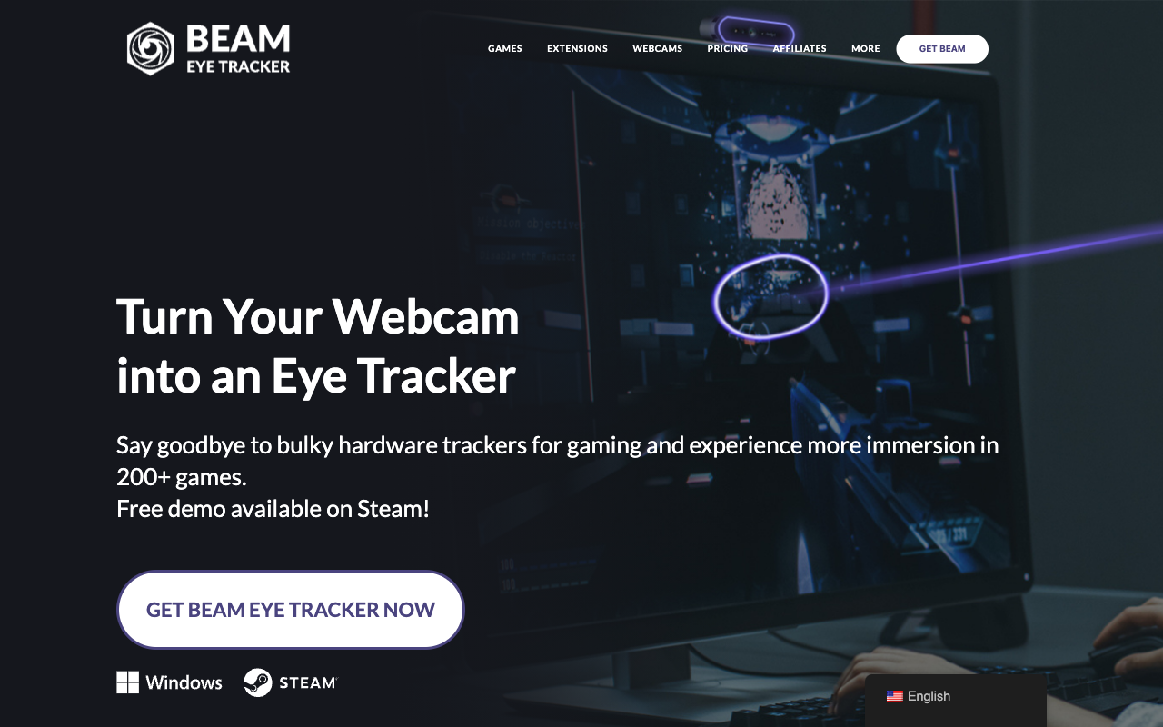 Eyeware Beam Webcam Edition - 将您的网络摄像头变成游戏用眼动追踪器