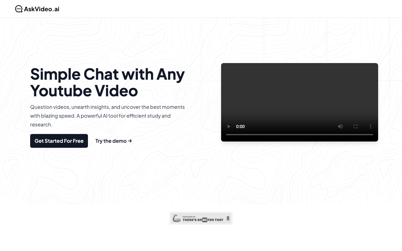 AskVideo.ai - 聊天赋能任何视频 视频处理 人工智能