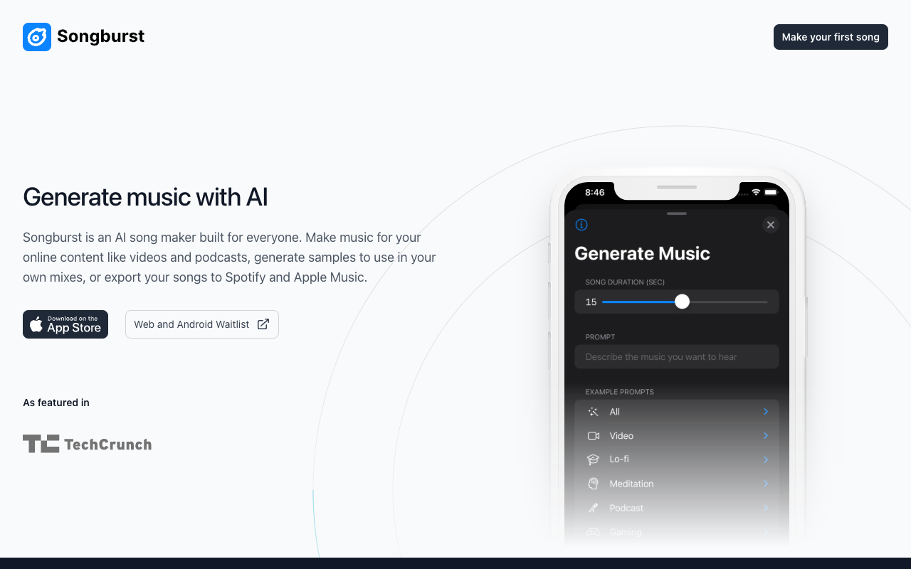 Songburst - iOS 上的 AI 音乐生成器