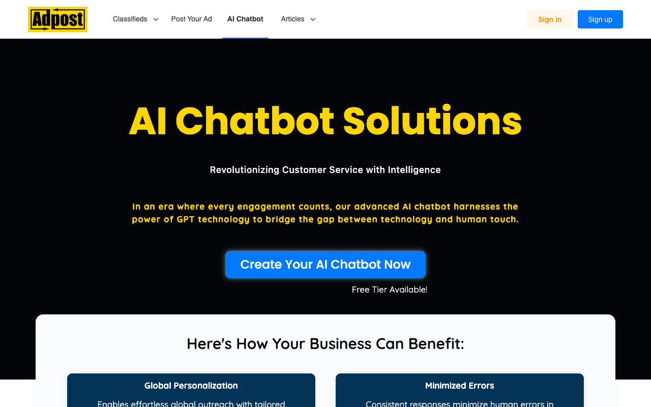 Adpost AI Chatbot - 打开客户服务未来之门
