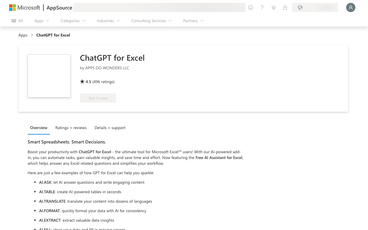 ChatGPT for Excel - 发挥 AI 智能在 Excel 中的潜力