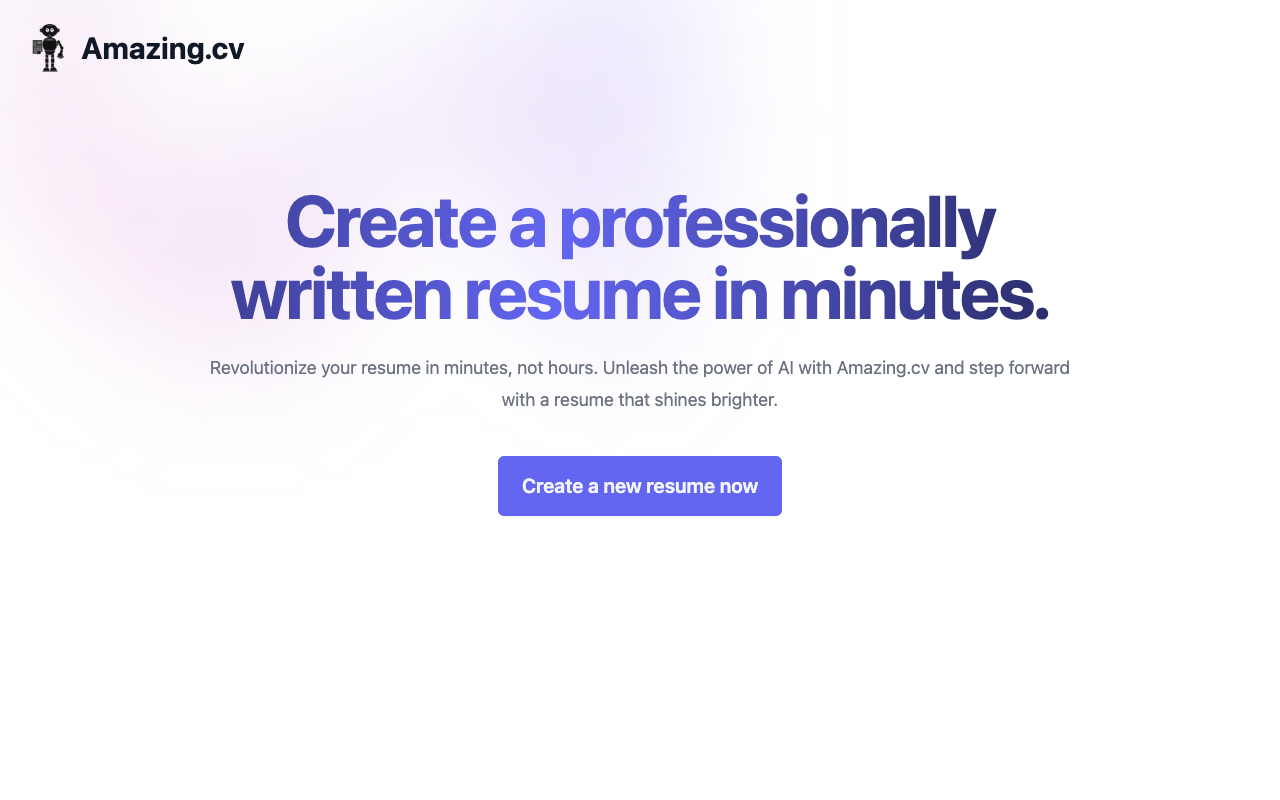 Amazing CV - 用人工智能分钟内生成专业简历 人工智能 简历