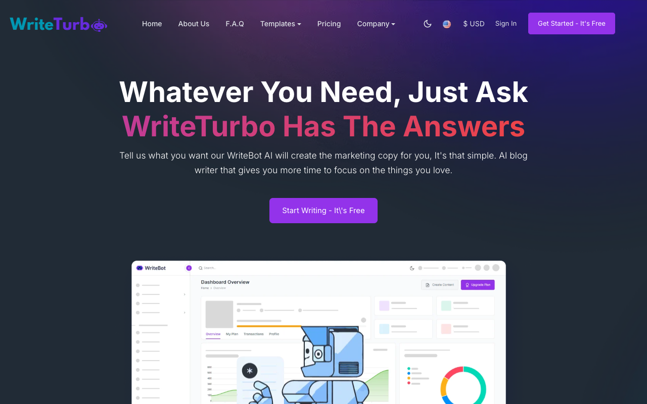 WriteTurbo - 用 AI 创作智能化、高效率的 SEO 优化内容