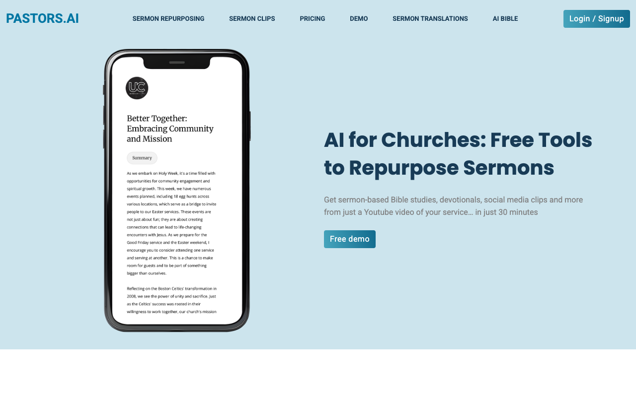 Pastors.ai - 教会定制聊天机器人