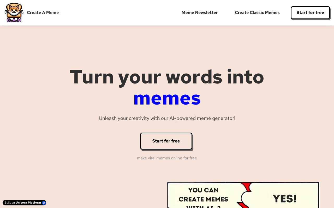 Meme Creator - 利用人工智能制作搞笑表情包，尽享欢乐！ 人工智能 搞笑表情包