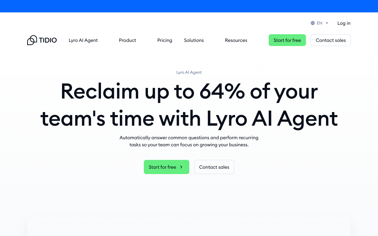 Tidio 旗下 Lyro AI - 为中小型企业打造的对话式人工智能聊天机器人