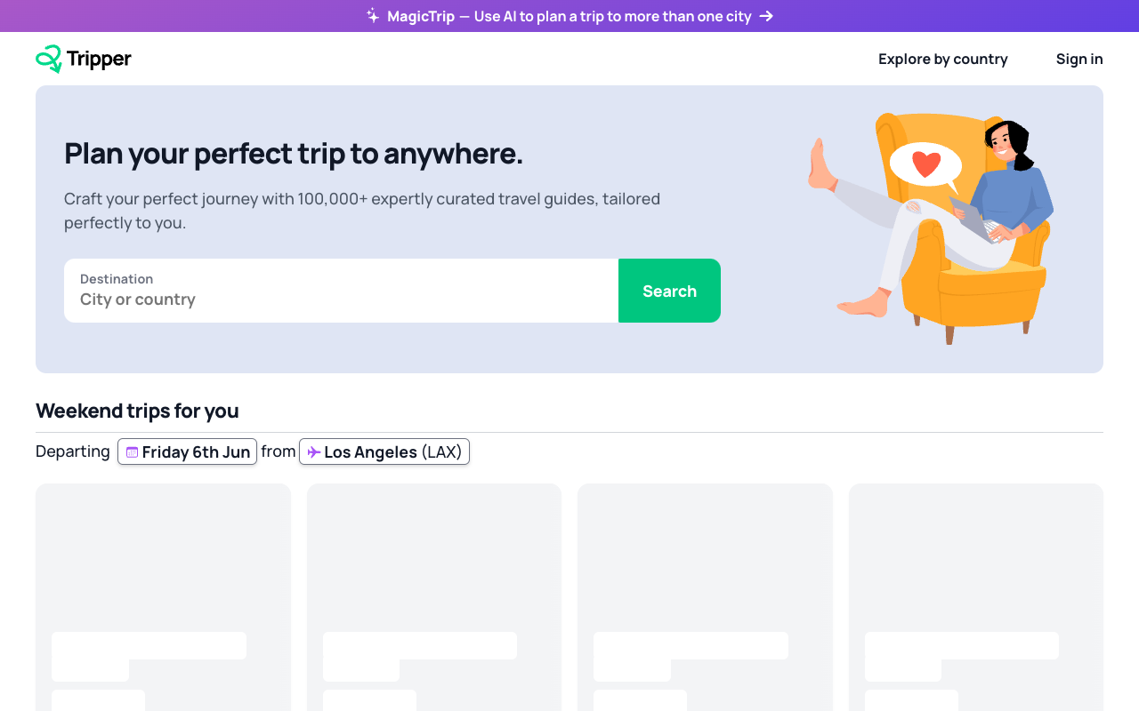 Tripper Guide - 获取个性化 AI 旅行指南 旅行指南 人工智能