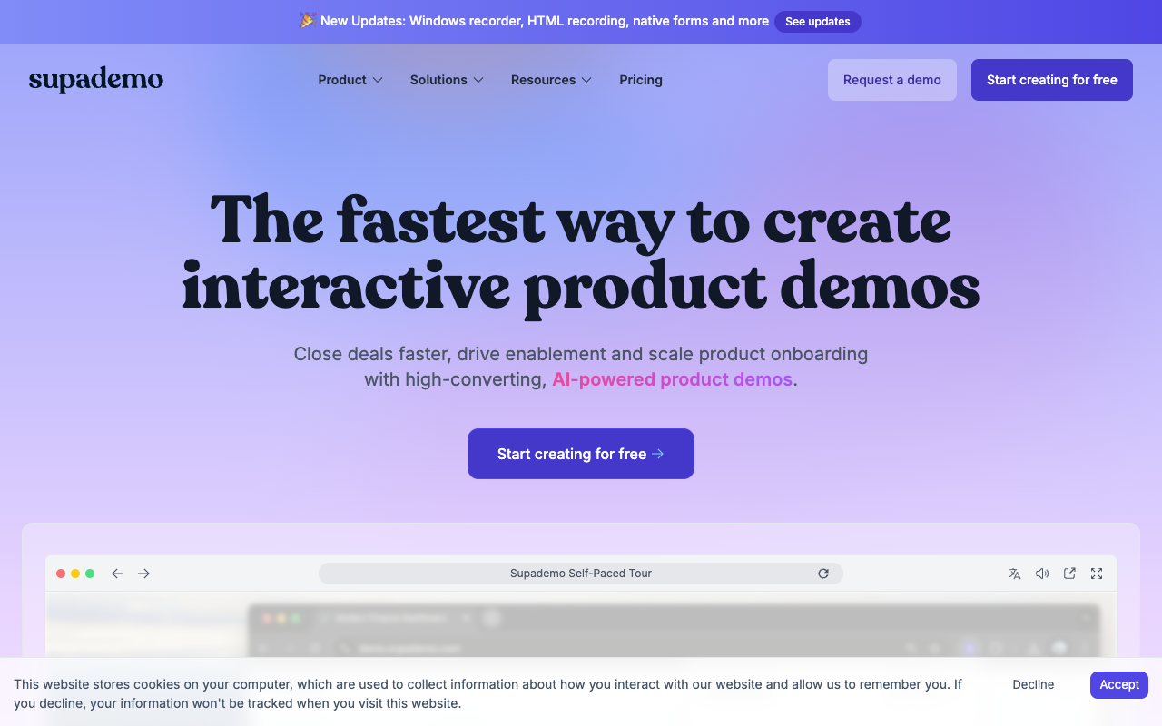 Supademo 2.0 - 美丽的 AI 动力互动演示