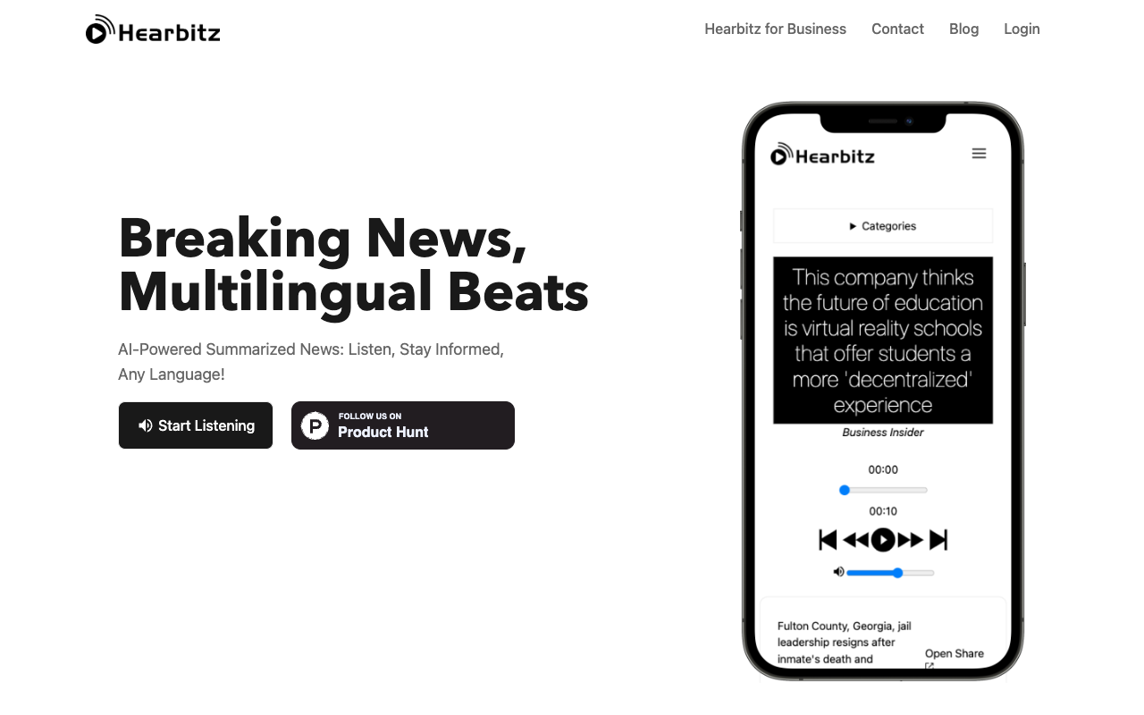 Hearbitz - 人工智能驱动的新闻摘要 人工智能 新闻摘要
