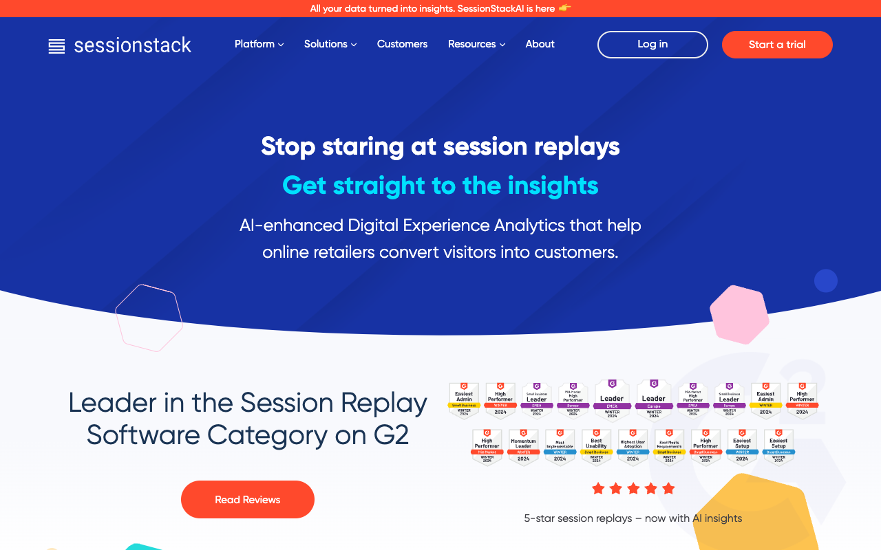 SessionStackAI - 会话重现，但加入人工智能