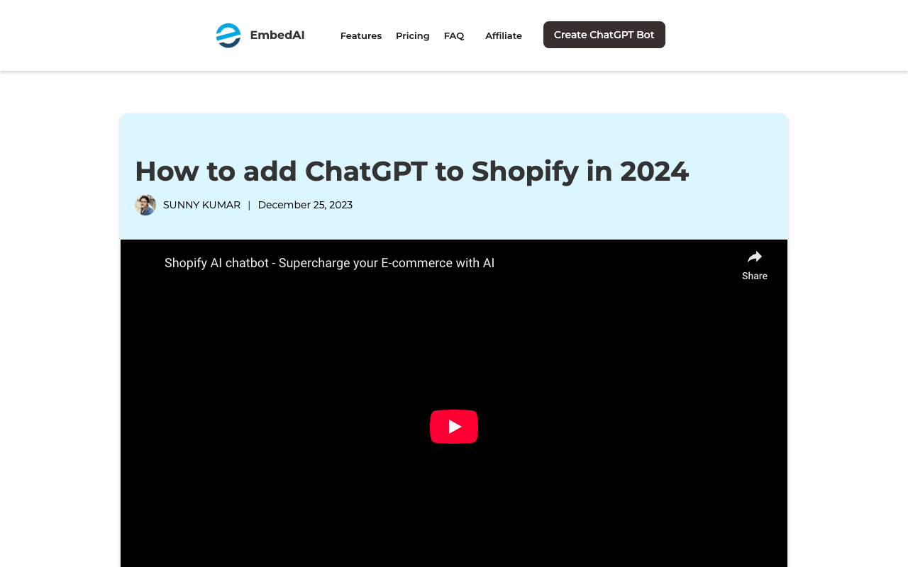 Shopify AI 聊天机器人 - 用 AI 让电商飞速前行