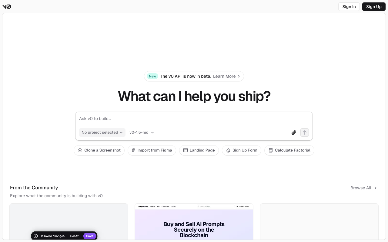 v0.dev - Vercel Labs 推出的简单文本生成界面 人工智能 用户界面