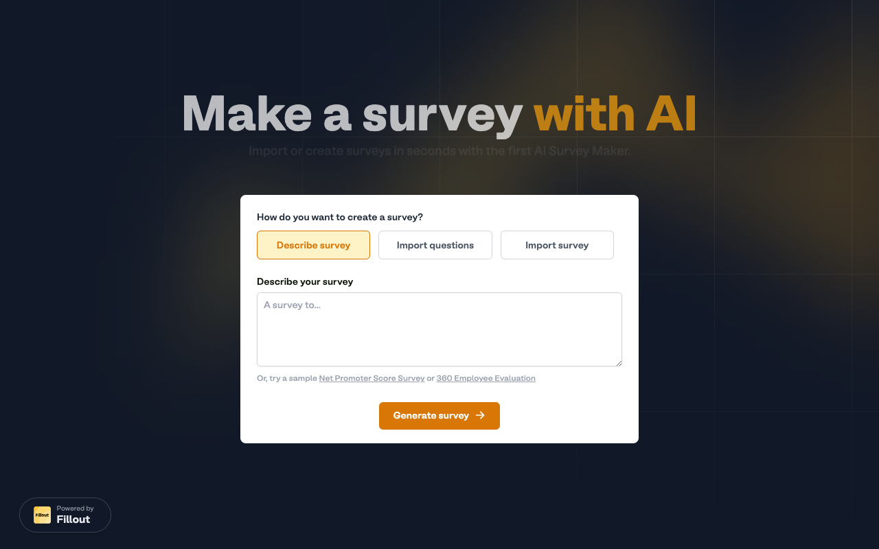 AI Survey Maker - 使用 ChatGPT 即刻制作或导入调查问卷