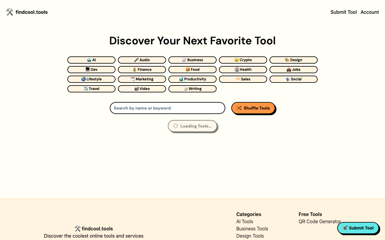 findcool.tools - 发现最酷的在线工具，由您喜爱的开发者创建
