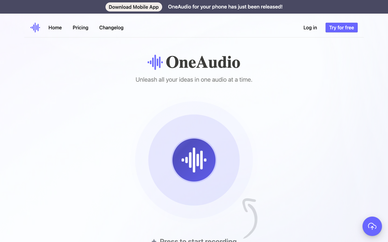 OneAudio AI - 将语音录音转化为干净的摘要笔记