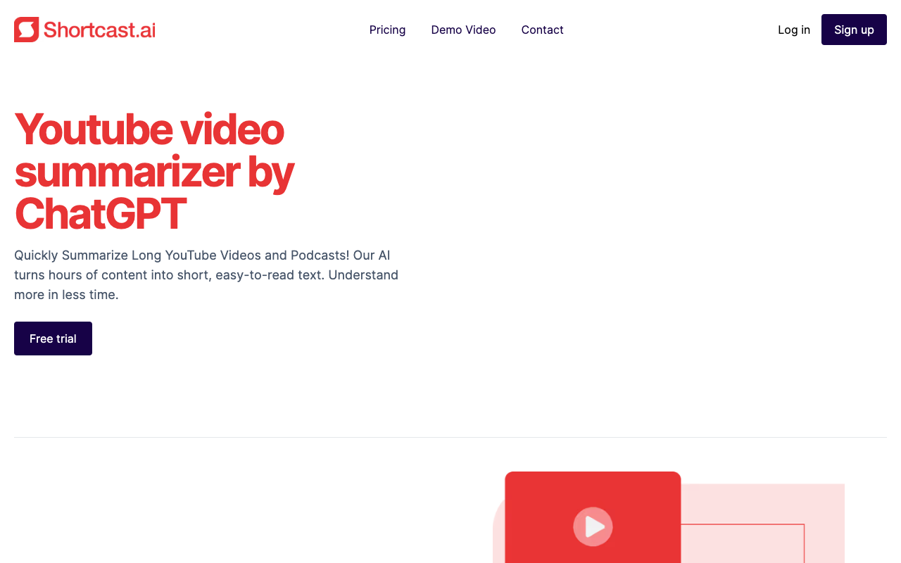 ShortCast.ai - AI 平台助力 YouTube 和播客内容摘要 人工智能 视频摘要