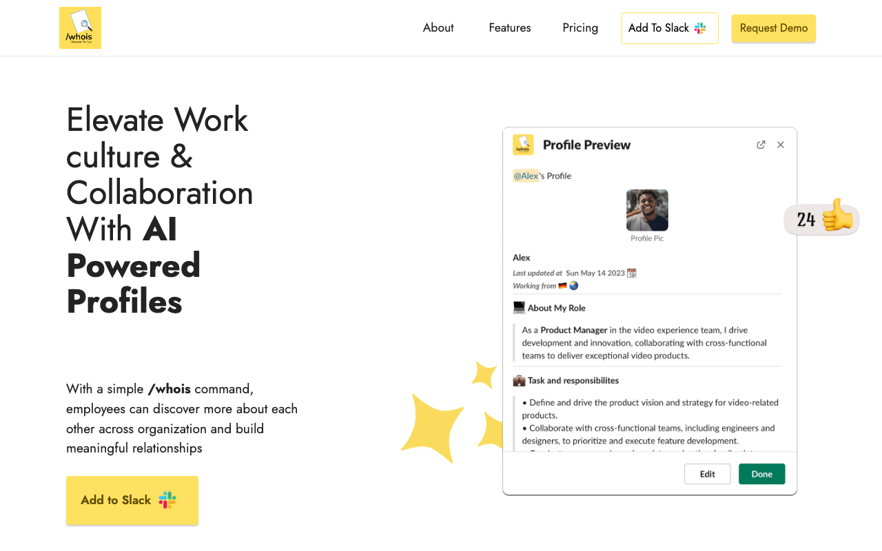 AI Profile For Slack - 提升工作文化与协作的人工智能档案 人工智能 协作 工作文化