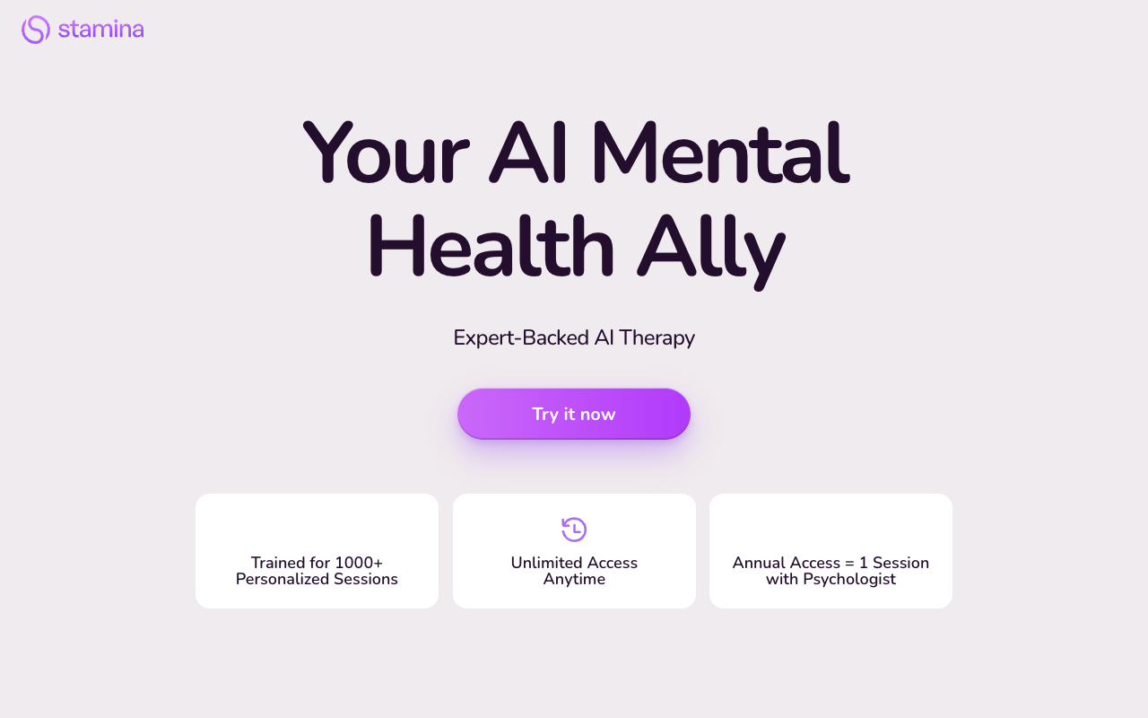 Stamina AI - 基于人工智能的心理医生 人工智能 心理医生