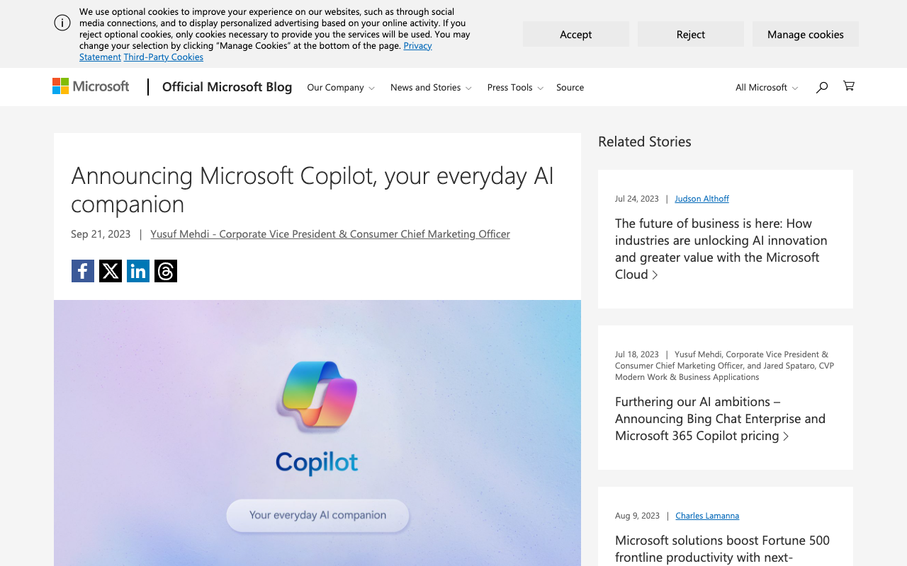 Microsoft Copilot - 你的日常人工智能伴侣