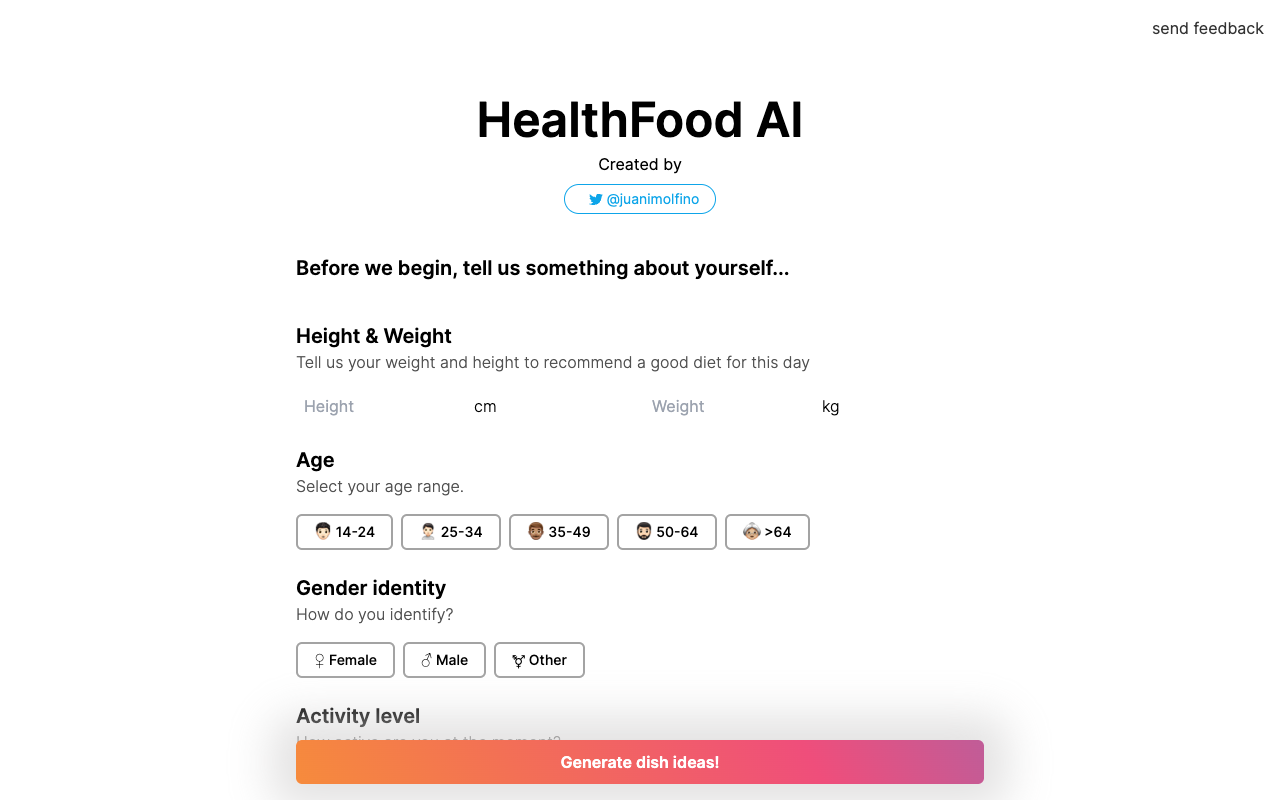 healthfood AI - 根据您的偏好推荐健康食谱 人工智能 健康食谱